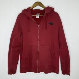 North Face Jacket Mens XL Red Full Zip Hooded Fleece Lined Sweatshirt Outdoor